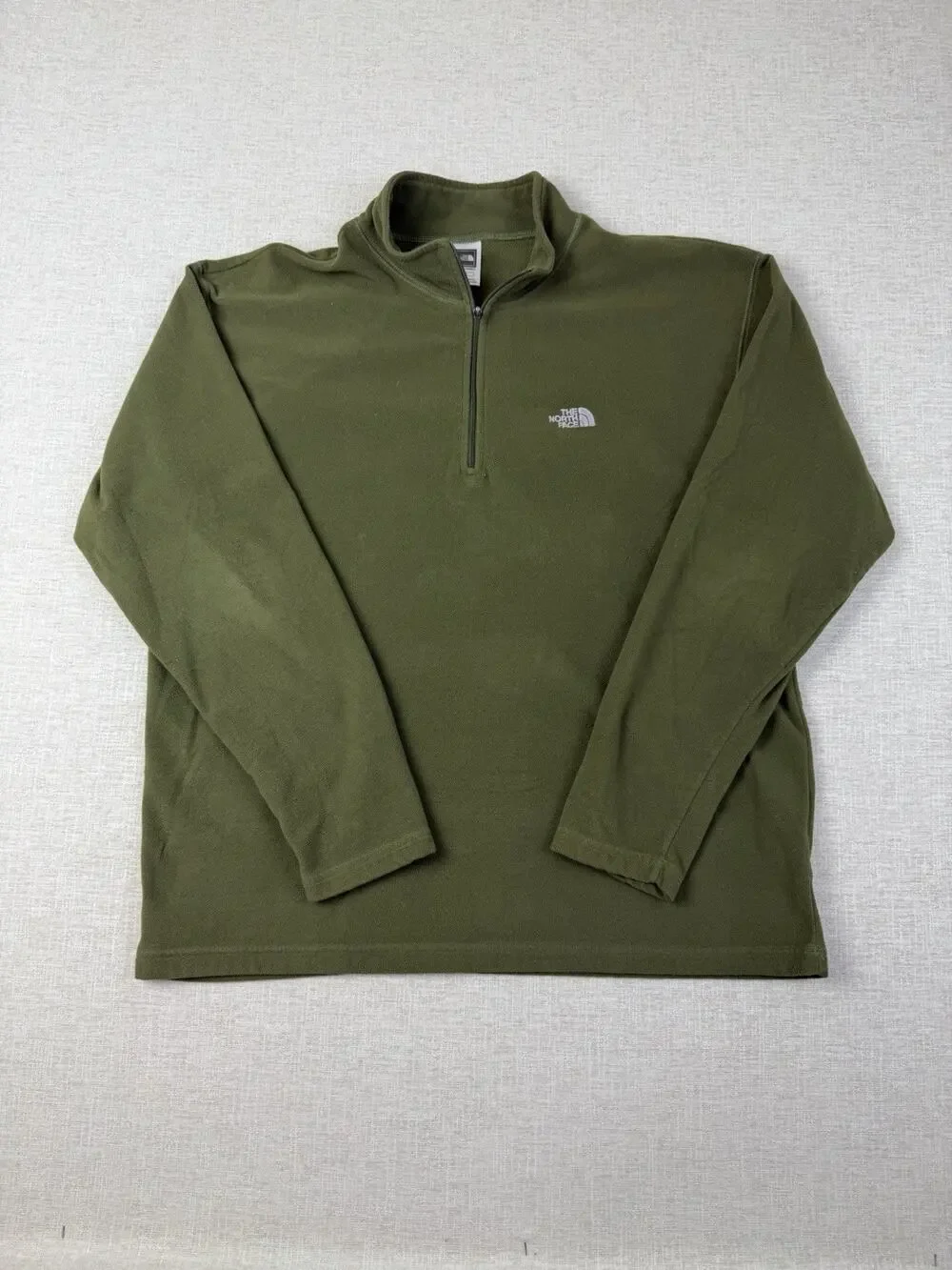 The North Face TKA 100 Mens Large Green Fleece 1/4 Zip Pullover Jacket